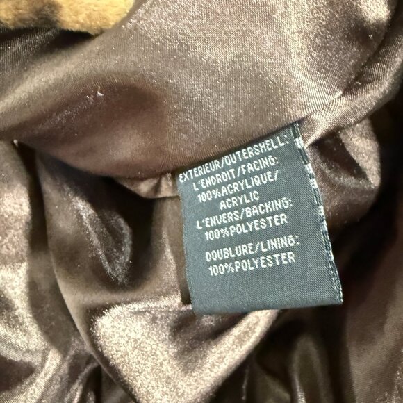 Jones Studio Tiered Faux Fur Coat Leopard Print Brown Mob Wife Glam M - Picture 9 of 11